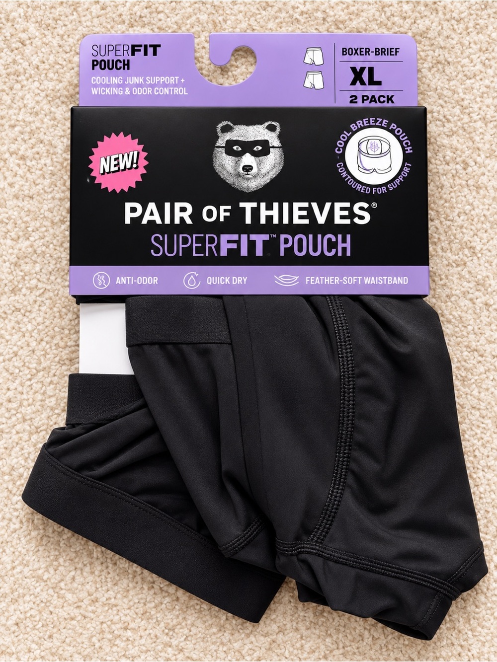 Men's SuperFit Pouch Boxer Briefs - Black - XL - 2 Pack